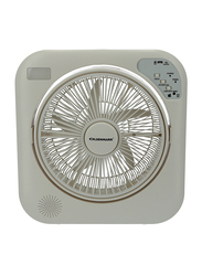 Olsenmark 12-inch Rechargeable Box Fan with Emergency Lantern, OMF1751, White