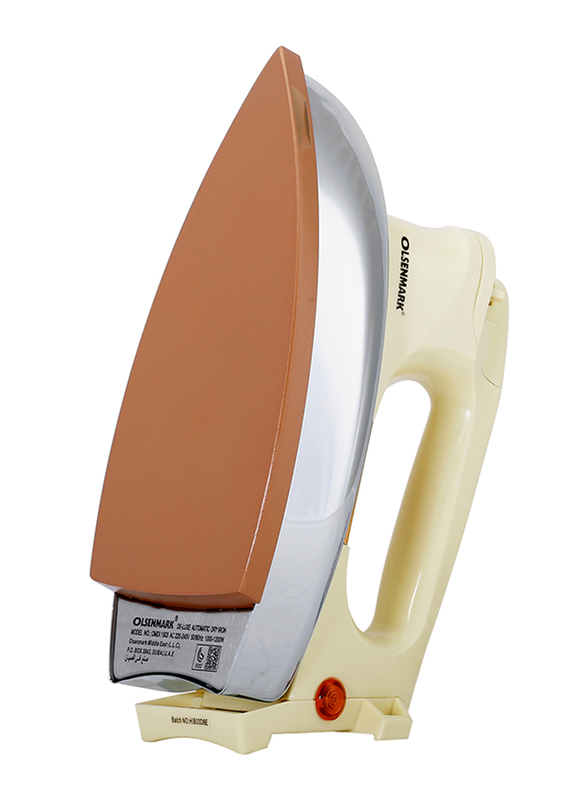 Olsenmark Automatic Dry Iron with Non-Stick Golden Teflon Plate 1200W, OMDI1503, Off White/Silver