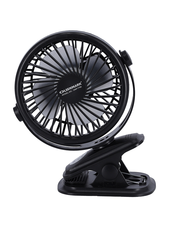 

Olsenmark Rechargeable Mini Clip Fan with Led Light, OMF1790, Black