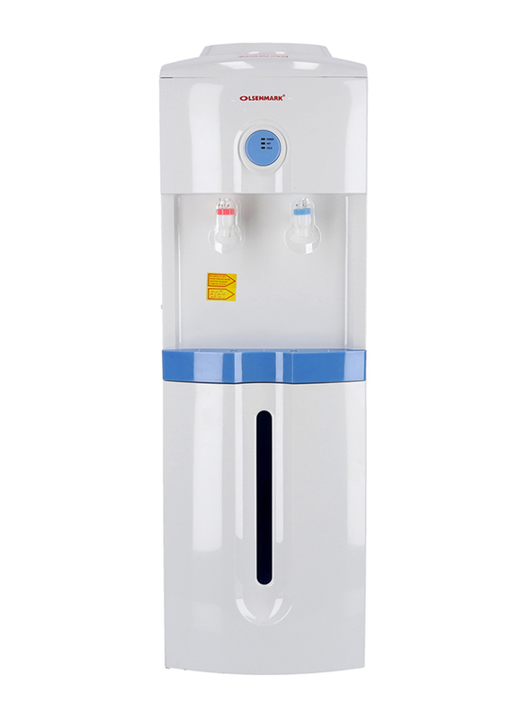 

Olsenmark Top Load Hot & Cold Water Dispenser with Refrigerator Cabinet, Cup Holder, OMWD1732, White/Blue
