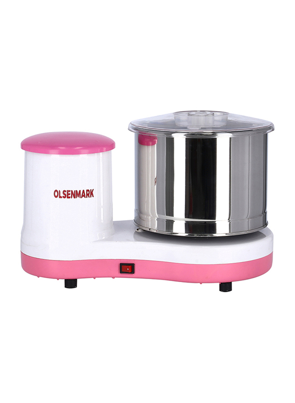 

Olsenmark 1L Stainless Steel Wet Grinder, 150W, OMWG2453, White/Pink