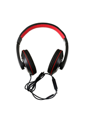 Olsenmark Over-Ear Portable Wireless Headphone with Built-in Microphone, Black/Red