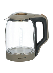 Olsenmark 1.8L Electric Glass Kettle, 1800W, OMK2394, Brown/Black/Clear