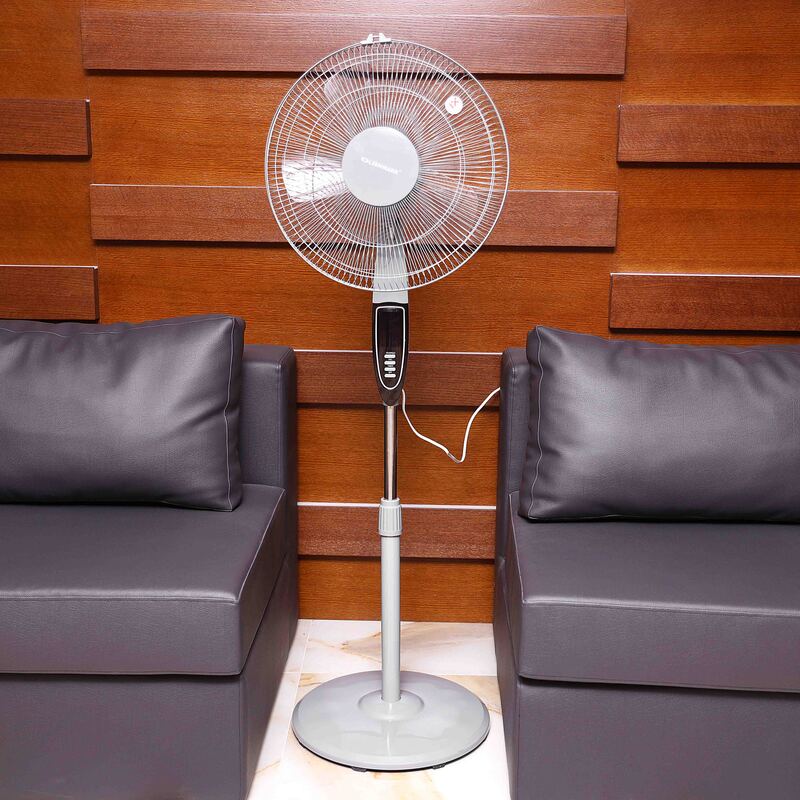 Olsenmark 16-inch Stand Fan with Remote, 60W, OMF1698, Grey
