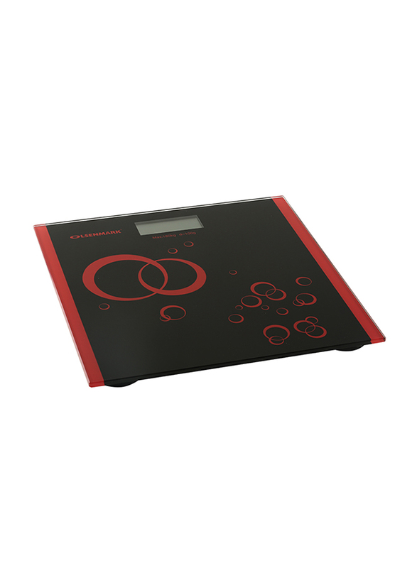 

Olsenmark Digital Body Weighing Scales, OMBS2256, Black/Red