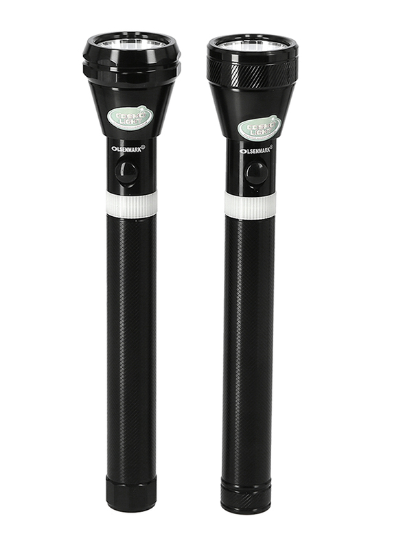 Olsenmark Rechargeable LED Flashlight Set, 2 Piece, OMFL2616, Black/White