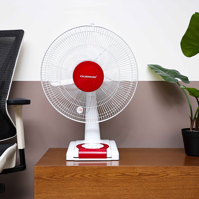 Olsenmark 16-inch Table Fan, 60W, OMF1700, Red/White