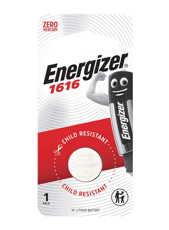 Energizer 3V Lithium Coin Batteries, ECR 1616 BP1, Silver