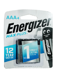 Energizer Max Plus 1.5V AAA Alkaline Batteries for Power Demanding Devices, EP92BP4T, 4 Pieces, Multicolour