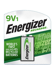 Energizer Recharge 9V Rechargeable Batteries, Silver