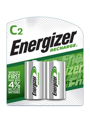 Energizer Recharge C Rechargeable Batteries, 2 Pieces, Silver