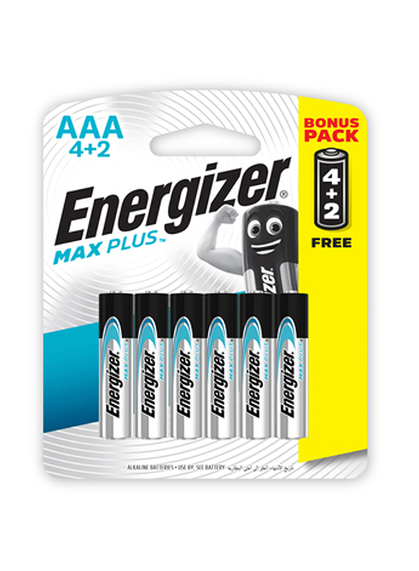 

Energizer Max Plus AAA Battery, Promo Pack 4 + 2 Pieces, Silver