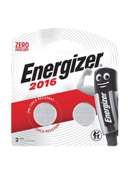 Energizer 3V Lithium Coin Batteries, ECR 2016BP2, 2 Pieces, Silver