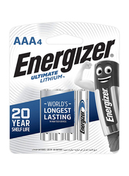 Energizer Ultimate Lithium AAA Batteries, L92BP4, 4 Pieces, Silver