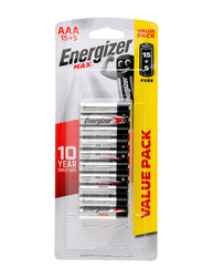 Energizer Max 1.5V AAA Alkaline Batteries, E92HP, Promo Pack 15 + 5 Pieces, Silver/Black