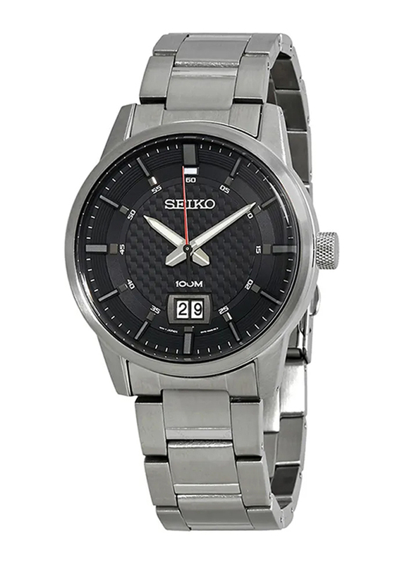 

Seiko Analog Quartz Watch for Men with Stainless Steel Band, Water Resistant, SUR269P1, Silver-Black