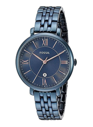 Fossil Jacqueline Analog Quartz Watch for Women with Stainless Steel Band, Water Resistant, ES4094, Blue