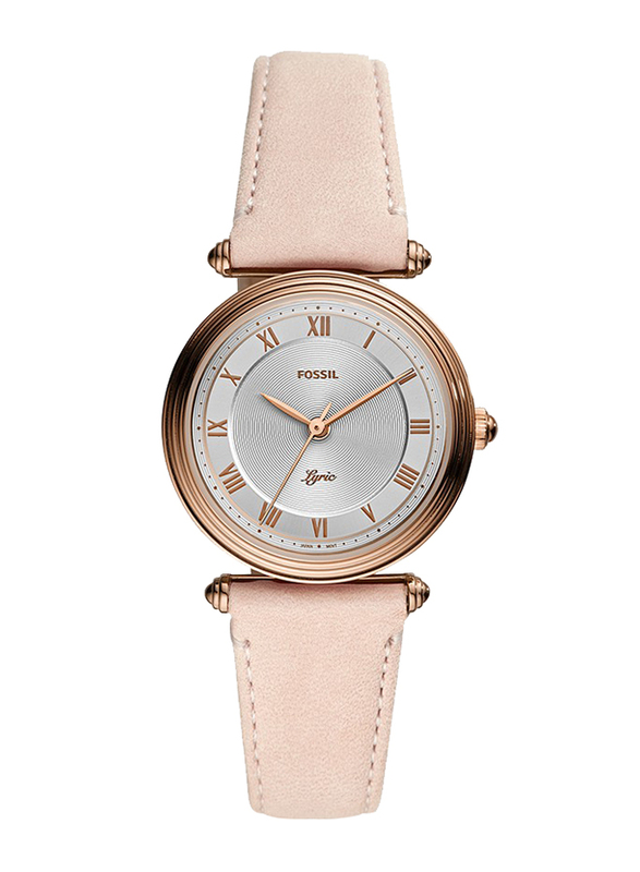 

Fossil Lyric Analog Quartz Watch for Women with Leather Band, Water Resistant, ES4707, Pink-White
