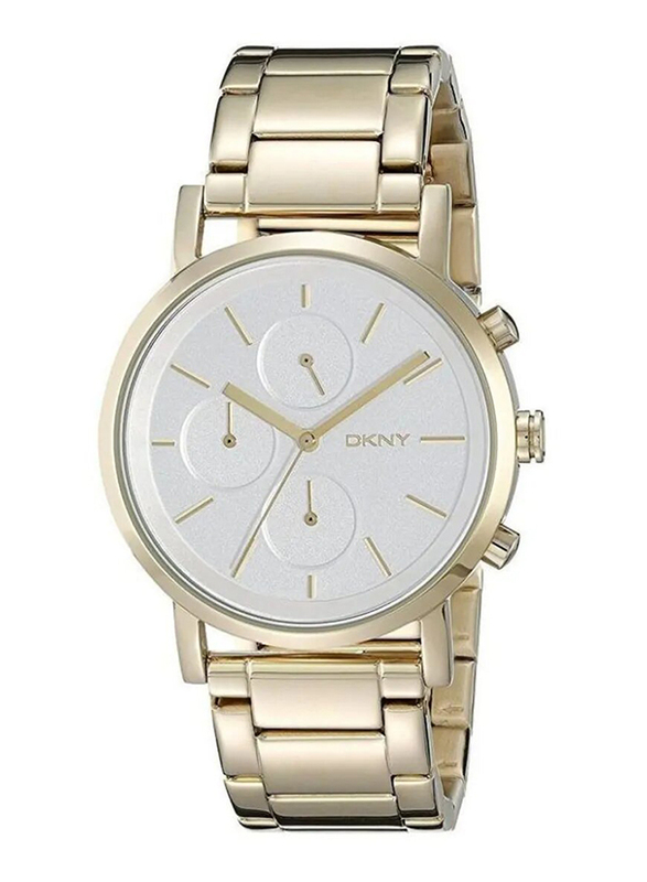 

DKNY Analog Quartz Watch for Women with Stainless Steel Band, Water Resistant and Chronograph, NY2274, Gold-White