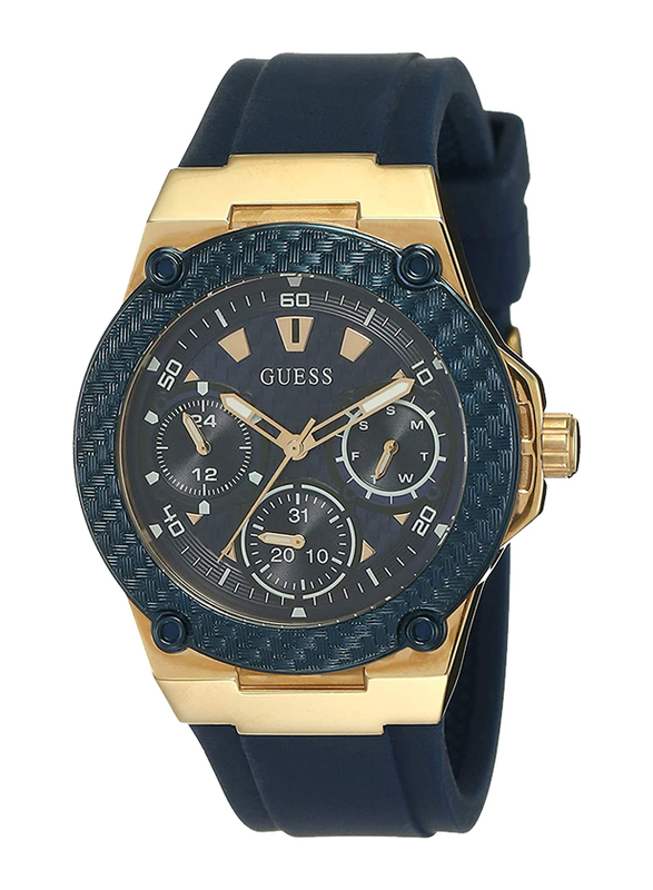 

Guess Iconic Analog Quartz Watch for Men with Silicone Band, Water Resistant and Chronograph, W1049G2, Blue