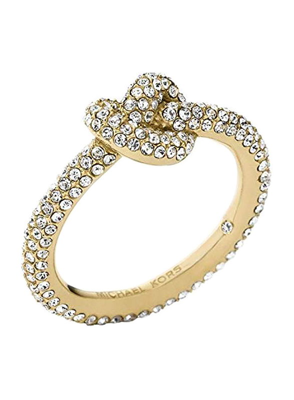 Michael Kors Yellow Gold Knot Fashion Ring for Women with White Stone, Gold,  US 8  - Dubai