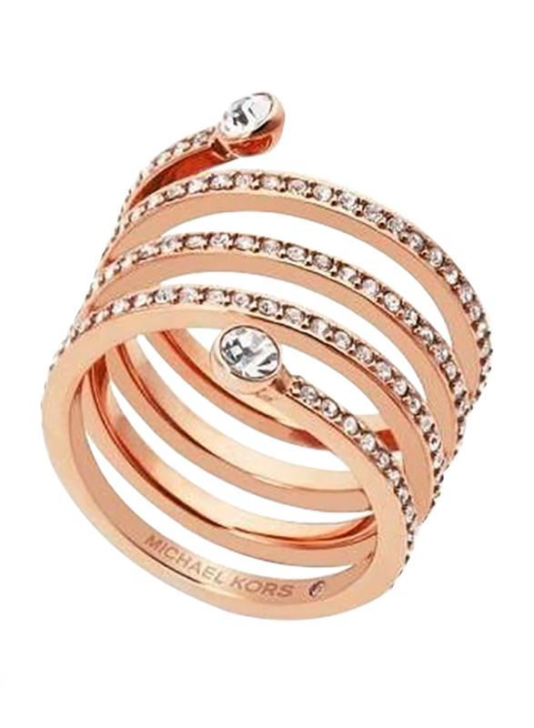 Michael Kors Rose Gold Plated Pave Coil Promise Ring for Women, Rose Gold,  US   - Dubai