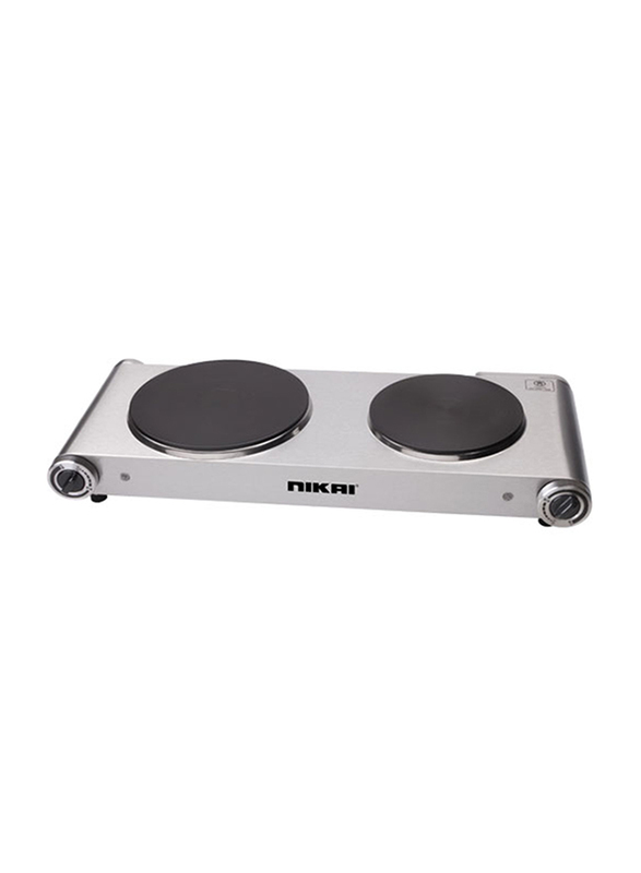 

Nikai Double Electric Hot Plate, 2500W, NKTOE5N2, Black/Silver