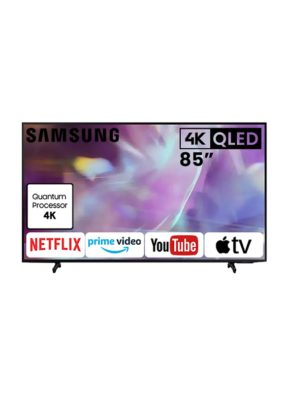 Samsung 85-Inch QLED 4K UHD Processor Stylish Slim PQI 3100 HDR 10+ Dimming Built In Receiver QLED Smart TV (2021), QA85Q60AAUXUM, Black