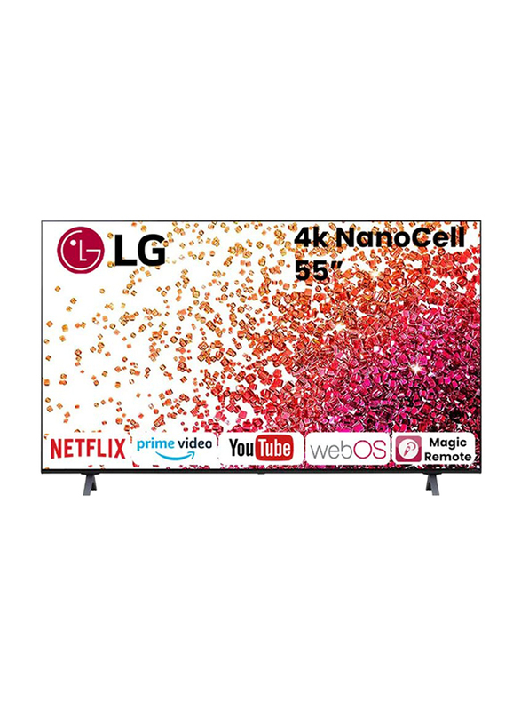 

LG 55-inch 4K UHD LED Smart TV with Active HDR, 55NANO75VPA.FU, Black