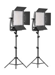 GVM 2 Packs Dimmable Bi-color 900D LED Video Light and Stand Lighting Kit, Black
