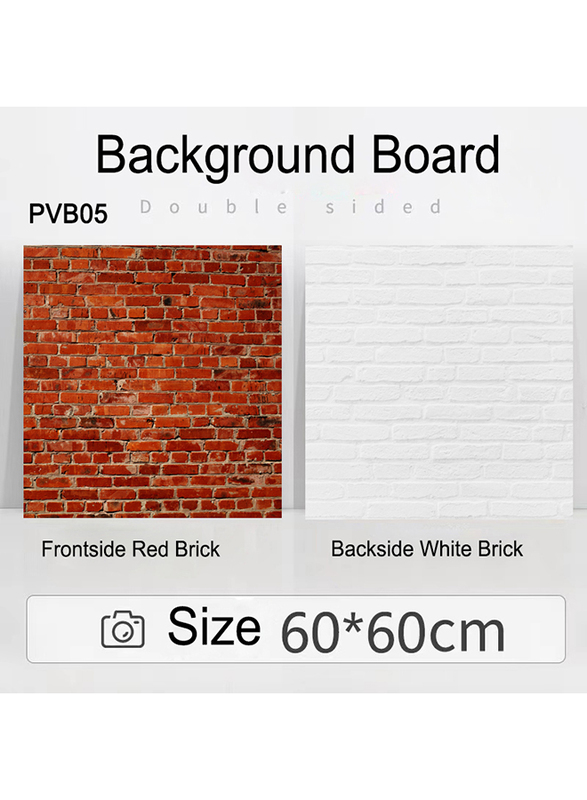 

Promage Brick Double-Sided PVC 2-in-1 Photography Background Board, PM-PVB05, Red/White