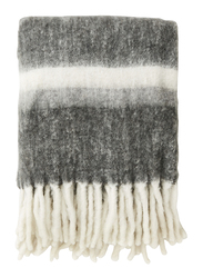 Nordal Striped Mohair Blanket, Grey, Twin