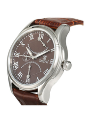 Geneval of Switzerland Analog Watch for Men with Leather Band. Water Resistant and Chronograph. GL1617WOO. Brown