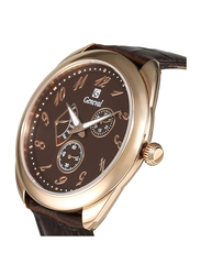 Geneval of Switzerland Analog Watch for Men with Leather Band. Water Resistant and Chronograph. GL1513ROO. Brown