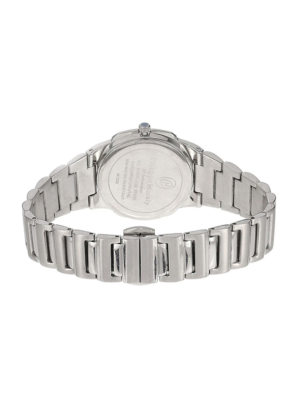Philippe Moraly of Switzerland Analog Watch for Women with Stainless Steel Band. Water Resistant and Date Display. M1326WW. Silver-White