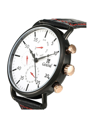 Geneval of Switzerland Analog Watch for Men with Leather Band. Water Resistant and Chronograph. GL1515BRWB. Black-White