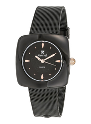 Geneval of Switzerland Analog Watch for Women with Stainless Steel Band. Water Resistant. GM1616BRB. Black