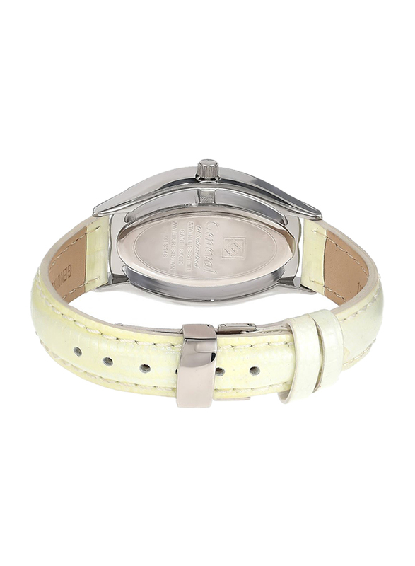 Geneval of Switzerland Analog Watch for Women with Leather Band. Water Resistant. GLS146WWW. White