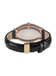 Geneval of Switzerland Analog Watch for Women with Leather Band. Water Resistant. GLS146RBB. Black