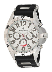 Philippe Moraly of Switzerland Analog Watch for Men with Rubber Band. Water Resistant with Chronograph. RC1455WWB. Black-White