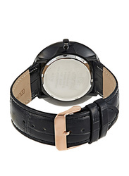 Geneval of Switzerland Analog Watch for Men with Leather Band. Water Resistant. GL1713BRBB. Black