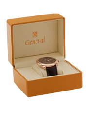 Geneval of Switzerland Analog Watch for Men with Leather Band. Water Resistant and Chronograph. GL1513ROO. Brown