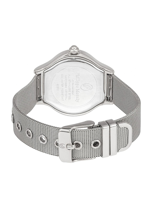 Philippe Moraly of Switzerland Analog Watch for Women with Stainless Steel Band. Water Resistant. M1612WW. Silver-White