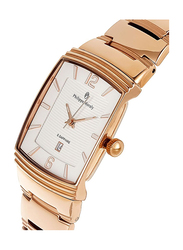 Philippe Moraly of Switzerland Analog Watch for Women with Stainless Steel Band. Water Resistant. M1324RW. Rose Gold-White
