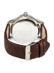 Geneval of Switzerland Analog Watch for Men with Leather Band. Water Resistant and Chronograph. GL1617WOO. Brown