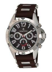 Philippe Moraly of Switzerland Analog Watch for Men with Rubber Band. Water Resistant with Chronograph. RC1455WOO. Brown-Silver