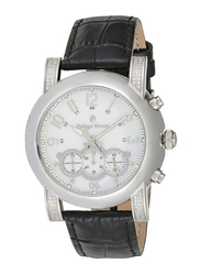 Philippe Moraly of Switzerland Analog Watch for Men with Leather Band. Water Resistant and Chronograph. LCS1111WPWB. Black-White