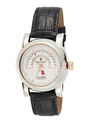 Philippe Moraly of Switzerland Analog Watch for Men with Leather Band. Water Resistant. L1463CRWB. Black-White