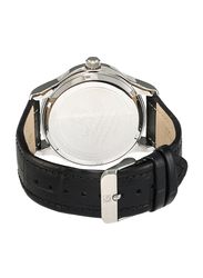 Geneval of Switzerland Analog Watch for Men with Leather Band. Water Resistant and Chronograph. GL1617WWB. Black-White
