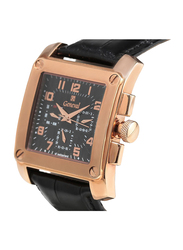 Geneval of Switzerland Analog Watch for Men with Leather Band. Water Resistant and Chronograph. GL133RBB. Black